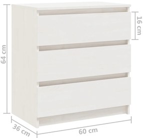 Mesa de cabeceira 60x36x64 cm madeira de pinho maciça branco