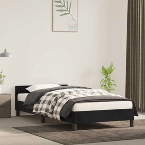 Estrutura cama c/ cabeceira sem colchão veludo 80x200 cm preto