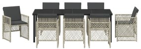 Conjunto de Jantar para Jardim com 9 Peças e Almofadas Cinza Claro Rat