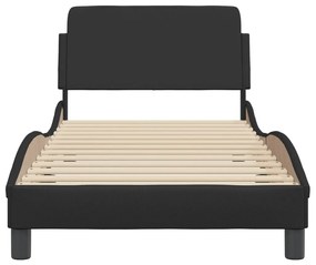 Estrutura cama c/ cabeceira 90x200 cm couro artificial preto