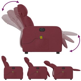 Poltrona reclinável de massagens elétrica tecido vermelho tinto