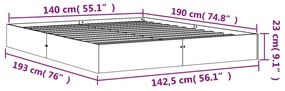 Estrutura de cama 140x190 cm madeira pinho maciça castanho cera