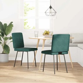 Cadeiras de jantar 2 pcs veludo verde-escuro