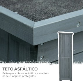 Armário de Madeira 0,31 m² 87x46,5x160 cm Armário Exterior de Madeira com 2 Portas e 2 Prateleiras Interior Cinza
