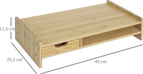 Suporte para Monitor de Bambu Organizador de Escritório para Monitor Portátil 48x25,5x11,5 cm Madeira