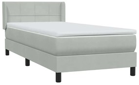 Cama com molas/colchão cinzento-claro 80x220 cm veludo