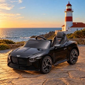 Carro elétrico para crianças Bentley Bacalar 12V, portas que se abrem para cima, controlo remoto 2,4 GHz, luzes LED, entrada USB/AUX, suspensão, bater
