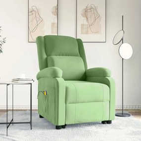 Poltrona elevatória de massagens veludo verde-claro