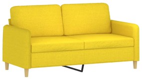 2 pcs conjunto de sofás com almofadões tecido amarelo-claro