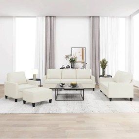 vidaXL 4 pcs conjunto sofás c/ almofadões couro artificial cor creme