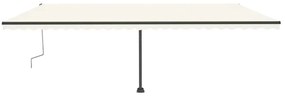 Toldo retrátil manual com LED 600x300 cm cor creme