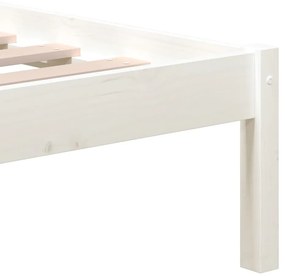 Estrutura de cama casal 135x190 cm madeira maciça branco