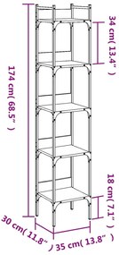 Estante c/ 5 prateleiras derivados de madeira carvalho fumado