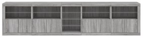 Aparador com luzes LED 283x37x67 cm cinzento sonoma