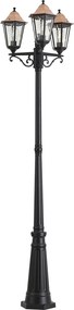 Lanterna de exterior clássica preta com cobre 220cm 3 luzes IP44 - Havana