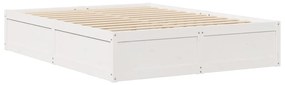 Cama sem colchão 160x200 cm madeira de pinho maciça branco
