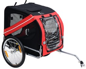 Pawhut Carretinha de Bicicleta para Cães Animais 8 Refletores Bandeira Aço Poliéster Impermeável Máx.30 Kg 130x73x90 cm Vermelho | Aosom Portugal