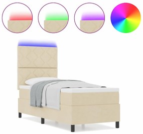 Cama Box com Colchão e LED Creme 80x200 cm de Tecido