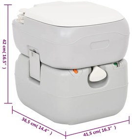 Sanita portátil p/ campismo 22+12 L PEAD cinzento e branco