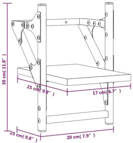 Prateleiras parede c/ barras 2 pcs 20x25x30cm carvalho castanho