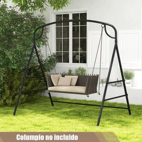 Estrutura em A de metal para Baloiço de Jardim com barras laterais duplas Design de 2 anéis Carga 300 kg para pátio jardim Três compartimentos Preto