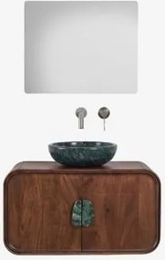Conjunto De Móvel De Casa De Banho Suspenso 95x45 Cm Em Madeira De Manga E Pedra Natural Kivalina Mármore Verde Udaipur - Madeira De - Sklum