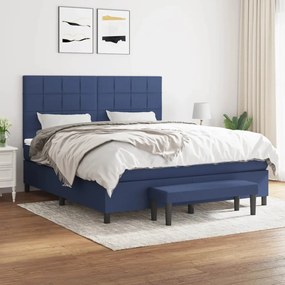 vidaXL Cama com molas/colchão 160x200 cm tecido azul