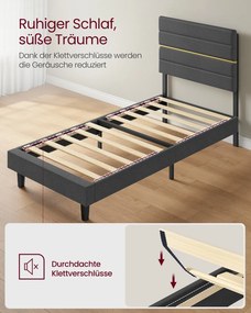 Estrutura de cama moderna 90 x 200 cm (COLCHÃO NÃO INCLUIDO) com cabeceira estofada para quarto cinza ardósia