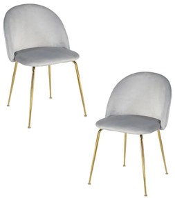 Pack 2 Cadeiras Golden Dalnia Veludo - Cinza claro