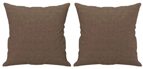 2 pcs conjunto de sofás com almofadas tecido castanho