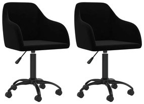 vidaXL Cadeiras de jantar giratórias 2 pcs veludo preto