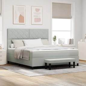 vidaXL Cama Box com Colchão e Banco Cinza Claro 180x200 cm Veludo
