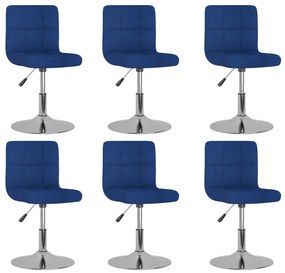 Cadeiras de jantar giratórias 6 pcs tecido azul
