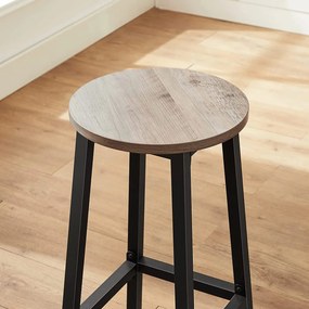 Conjunto de 2 bancos de bar 32 x 65 cm (Ø x H) greige-preto