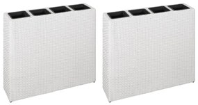 Floreiras de jardim com 4 vasos 2 pcs vime PE branco