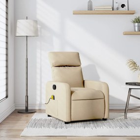 vidaXL Poltrona de massagens reclinável tecido cor creme