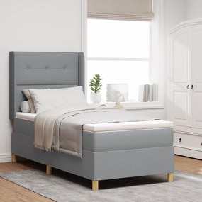Cama de Box Spring com Colchão vidaXL Cinza Claro 90x190 cm Tecido