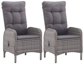3 pcs conjunto de bistrô para jardim vime PE e vidro cinzento