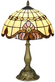 HOMCOM Candeeiro de Mesa com Desenho de Vitrais Coloridos Candeeiro de Mesa de Vidro para Dormitório Sala de Estar Escritório Ø30x48 cm Multicor