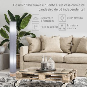 Candeeiro de Pé Moderno Candeeiro de Sala 40 W E27 com Cobertura de Linho e Estrutura de Metal para Quarto Ø15x120 cm Cinza