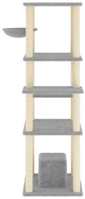 Árvore p/ gatos c/ postes arranhadores sisal 154 cm cinza-claro
