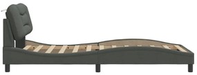 Estrutura de cama sem colchão 100x200 cm tecido cinzento-escuro