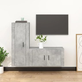 vidaXL 2 pcs conjunto móveis de TV derivados de madeira cinza cimento