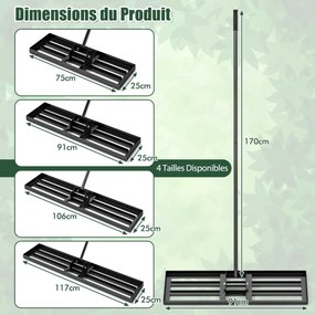 Ancinho nivelador de gramado de 30/36/42 x 10 polegadas com cabo ergonômico - 36 polegadas
