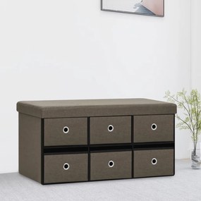 Banco de arrumação dobrável 76x38x38 cm linho falso castanho