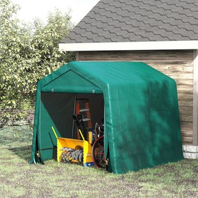 Abrigo de Exterior para Ferramentas Bicicleta 2,4x2x2,02 m Abrigo de Armazenamento com 2 Portas  Anti-UV para Jardim Verde