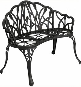 Outsunny Banco de Jardim 2 Lugares em Alumínio Fundido Resistente às Intempéries Banco Exterior com Encosto em Tulipa 99x57x78 cm | Aosom Portugal