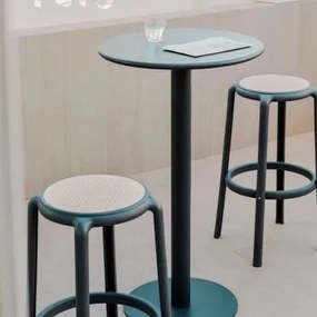 Conjunto De Mesa Alta Redonda Ø60 Cm Em Ferro Mizzi E 2 Bancos Altos De Jardim Em Polipropileno Omara Cinza Grafito - Sklum
