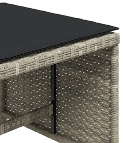 Bancos jardim c/ almofadões 4pcs 41x41x36cm vime PE cinza-claro