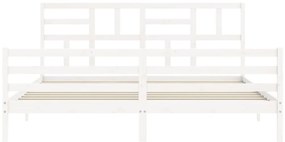 Estrutura de cama com cabeceira 200x200cm madeira maciça branco